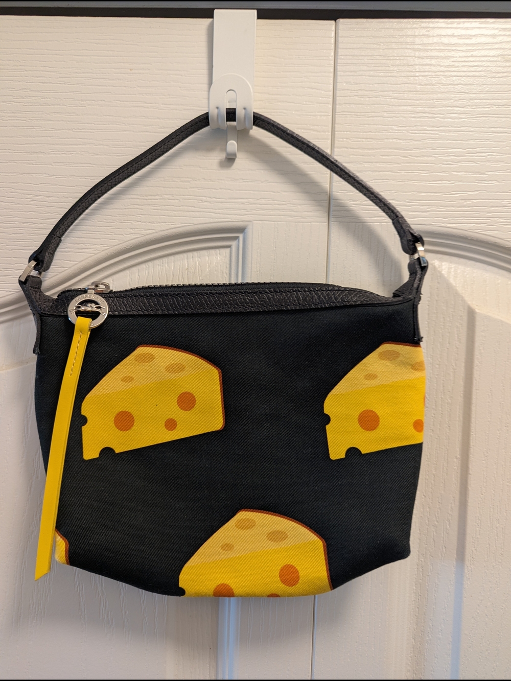 Mr. Bags x Longchamp Black Pochette with Yellow Cheese Print
